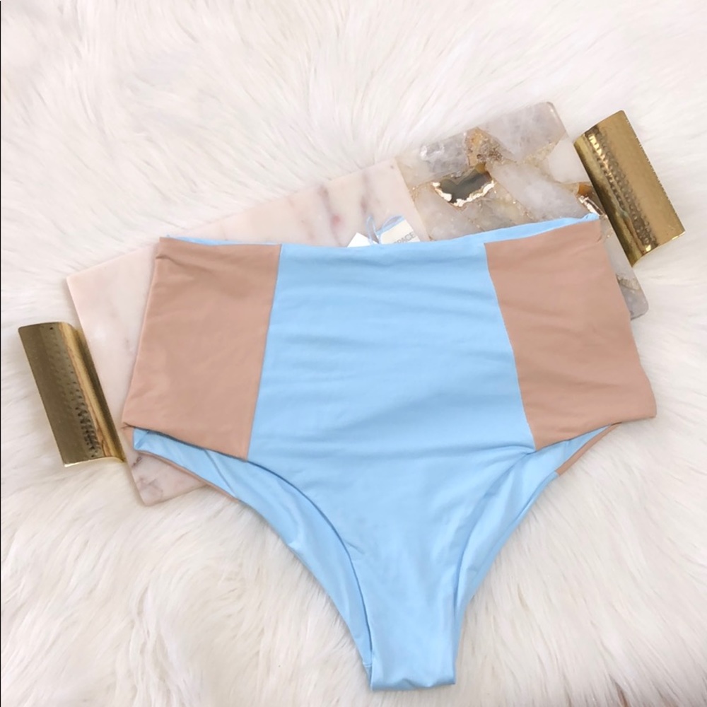 L*Space Blue and Tan Bikini Bottom